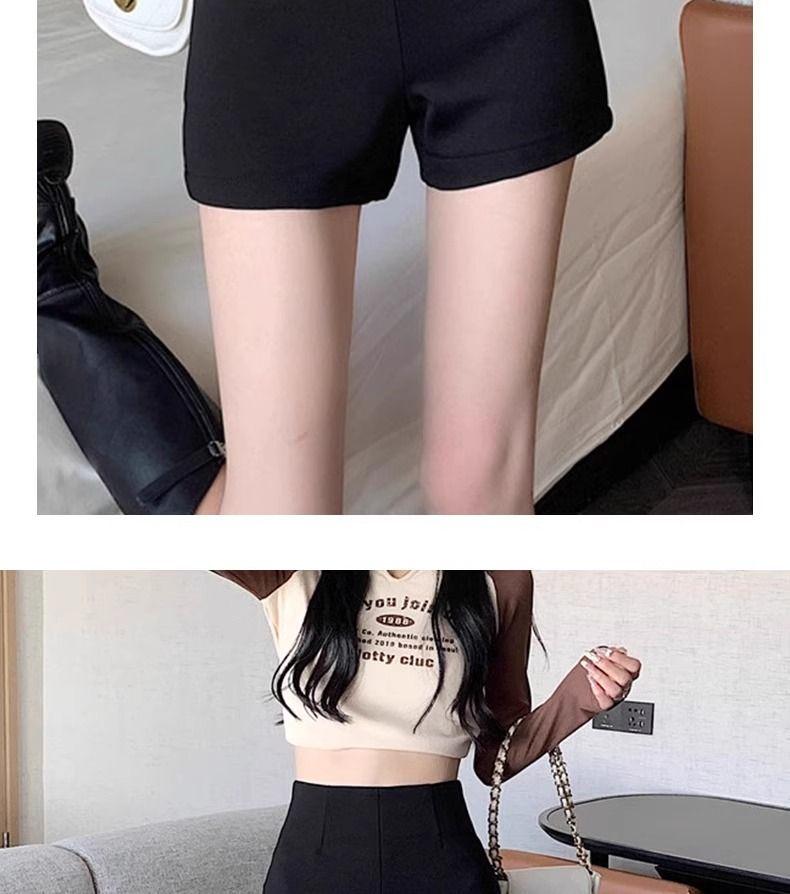 Women's High Waist Black Summer Shorts - Petite, Elastic, Anti-Exposure Hot Pants