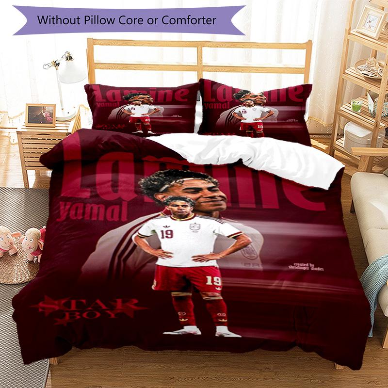 Lamine Yamal Green Spotify Logo Bedding Set,Breathable Bed Linen for Guest Room Decoration,Perfect Housewarming Gift,All Season Duvet Cover with Pillo