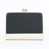 [Hiroko Koshino Femme] Women's Bi-fold Wallet, Clasp Closure, Two-tone, Large Capacity, Popular Brand (Black)