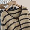 Damen Strick-Cardigan mit Streifenmuster und lockerer Passform