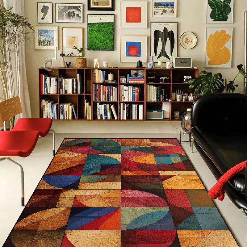 Geometric Abstraction Decorative Rug for Living Room Nordic Style Bedroom Carpet Decor Study Room Soft Flannel Play Mat for Kids