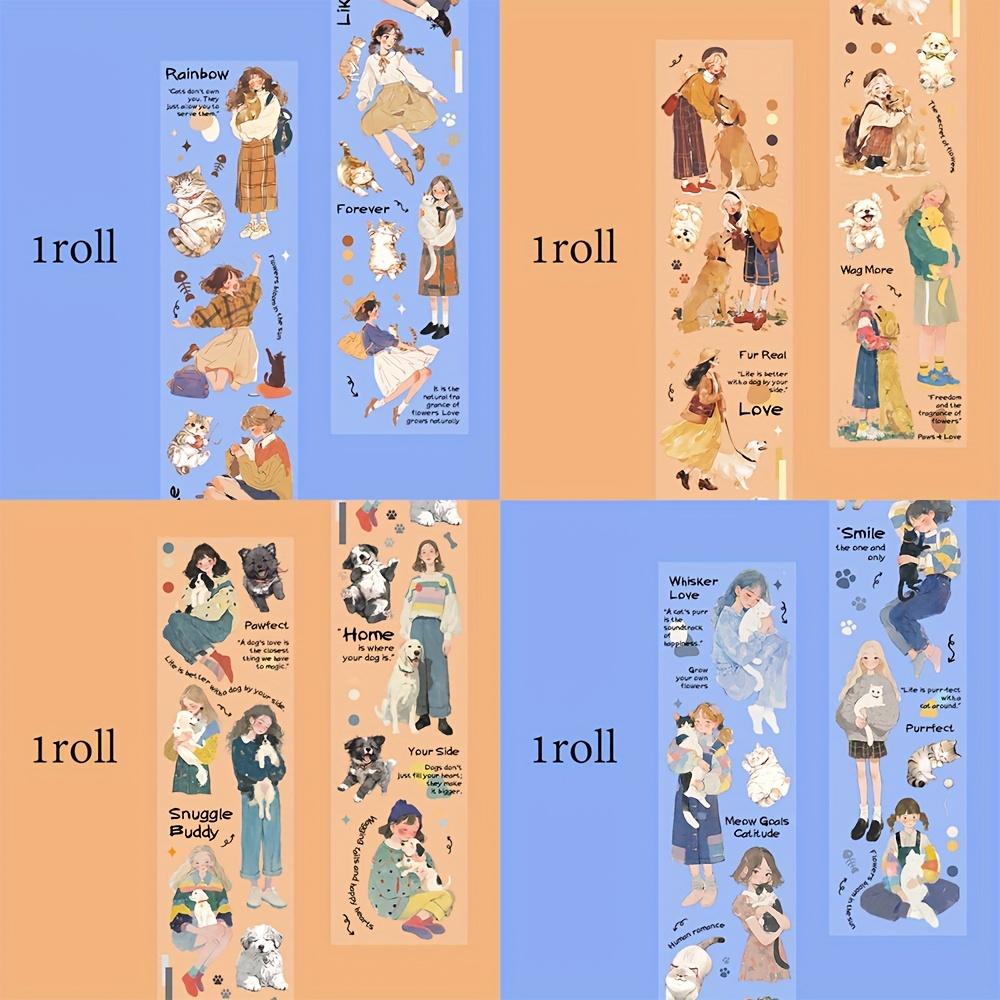 Mr Paper 4rolls Raising Pets Girl Series Character Pet Theme PET Tape Handbook Collage DIY Phone Cases Photo Frames Calendars