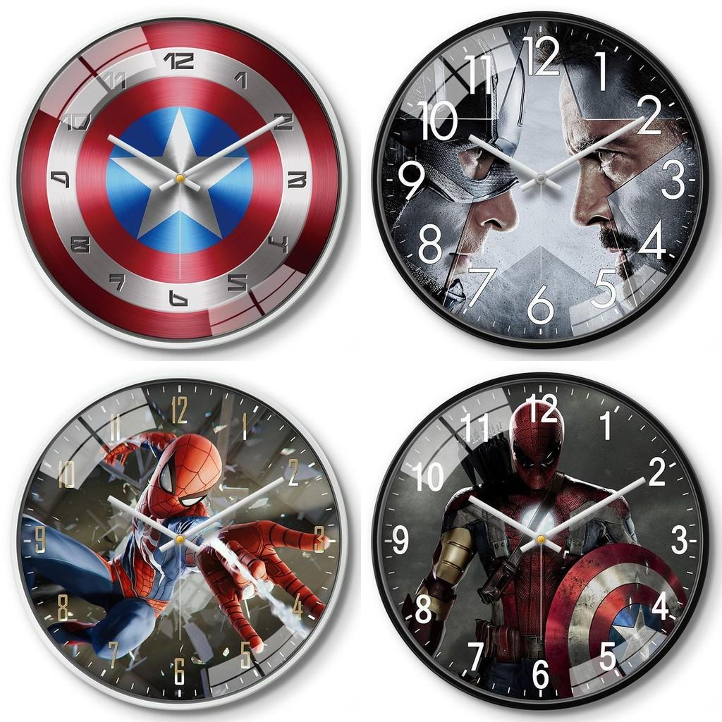 Marvel Captain America Iron Man Spider-Man Muster Wanduhr für Kinderzimmer Dekoration