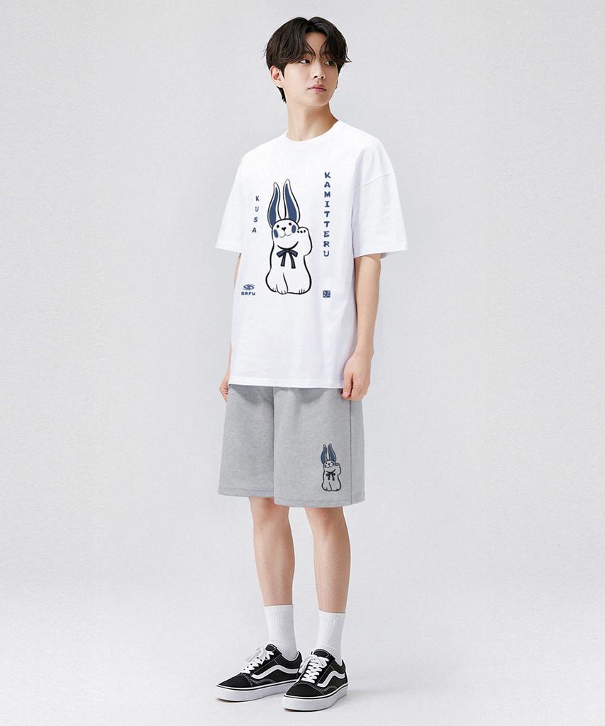 Geulaenpini Rabbit Oversized Short Sleeve T-Shirt - White