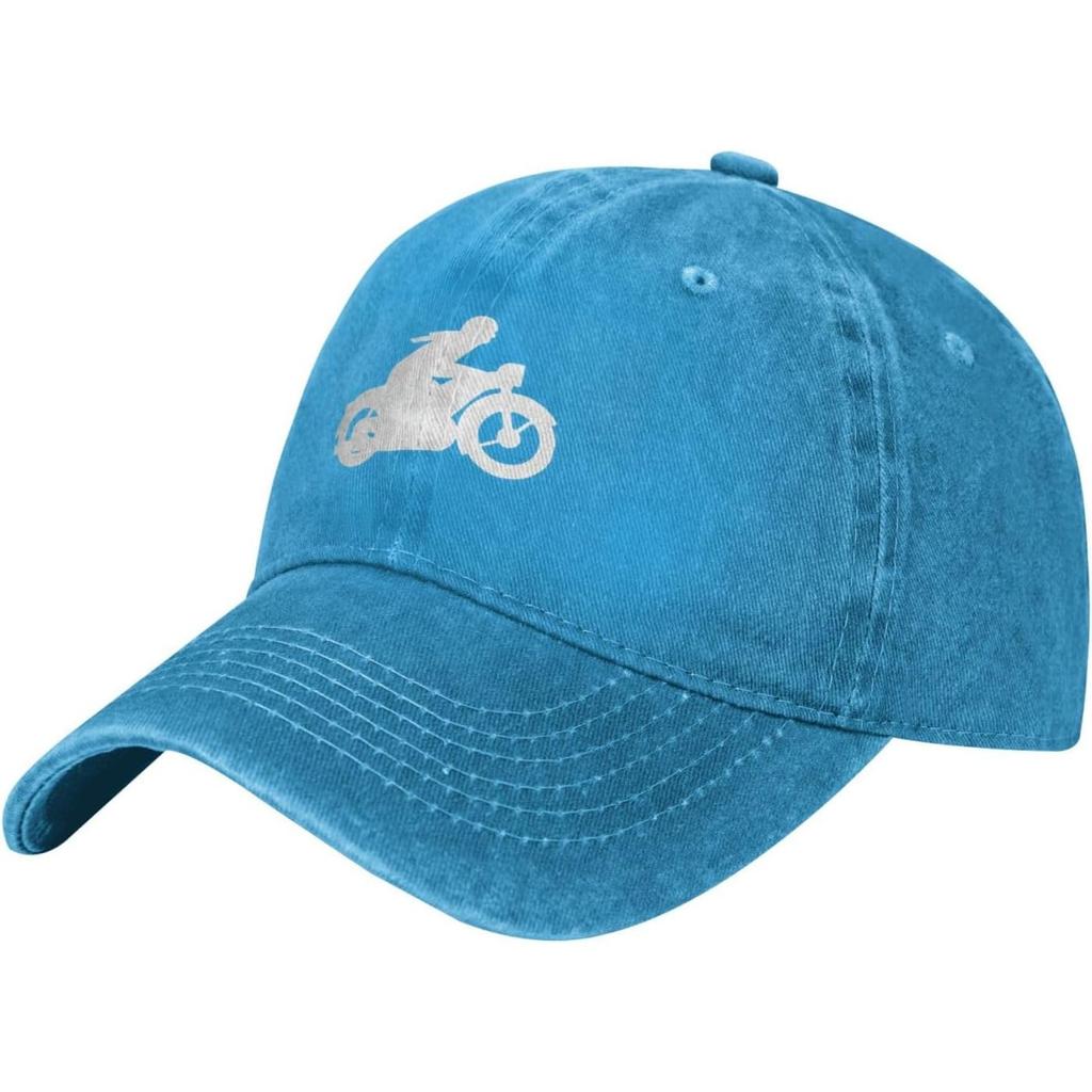 Motorcycle Rider Baseball Cap Washed Cotton Distressed Dad Hat for Unisex Women