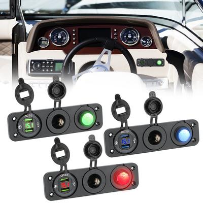3 IN 1 Voor Auto Marine Waterdicht DC 12V/24V Tuimel-Wipschakelaar Digitale Voltmeter Dubbele USB-Poort LED Schakelpaneel