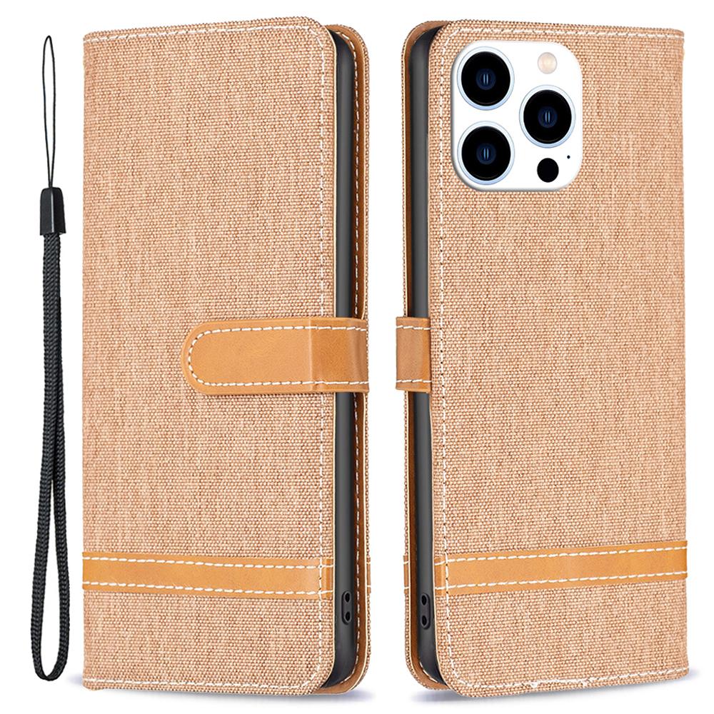 For iPhone 16 Pro Max Case Jeans Cloth Texture Leather Wallet Cover