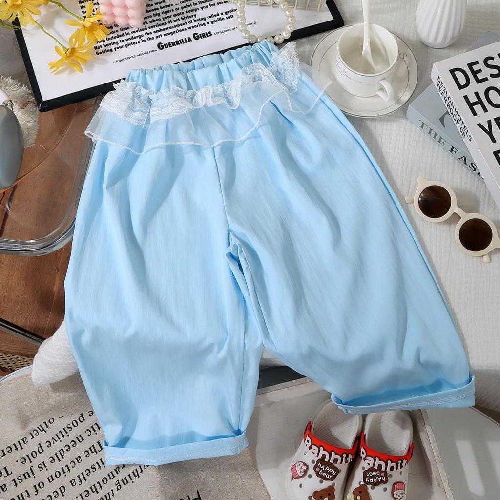 Summer Baby Girl 3D Print Lace Cotton Mosquito-Proof Two-Piece Short Sleeve Set