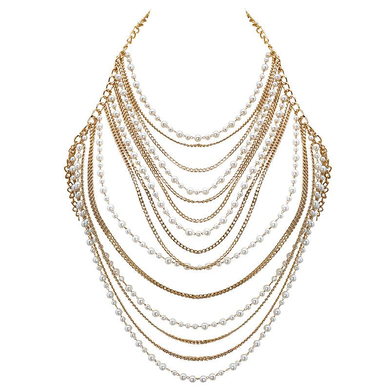 

Цепь из сплава с жемчугом, микс и подбор, цепочка на грудь, музыкальная сцена, сексуальная цепочка для тела, аксессуары для костюмов для выступлений золотой