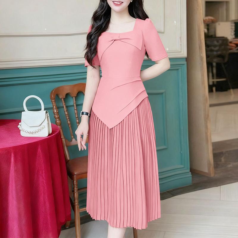 

ZANZEA Женское повседневное летнее платье с квадратным воротником и коротким рукавом S розовый