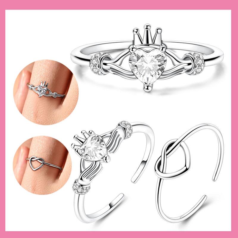 Original Copper Crown Ring With Love In Hand Woman Zircon Sparkling Wedding Ring Girls Jewelry Anniversary