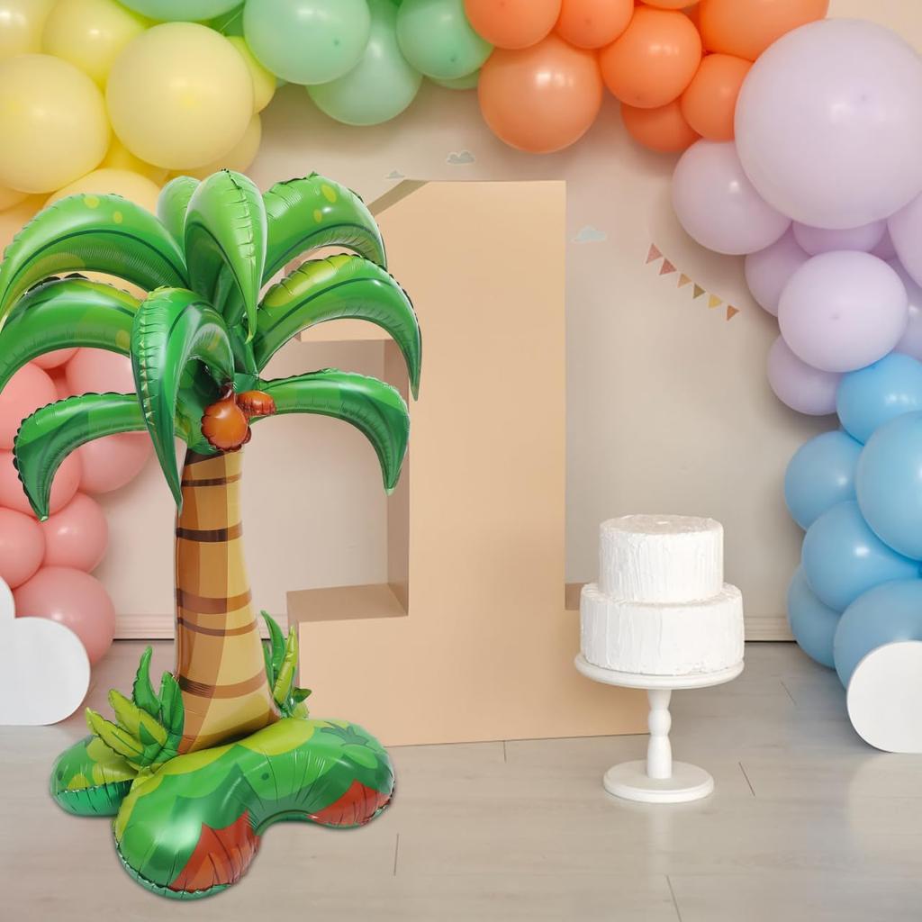 VICASKY Palm Tree Balloons, 3-Piece Set, Large Inflatable Foil Balloons for Hawaiian Party Decorations, 52x37x64 Inches, for Indoor and Outdoor Use