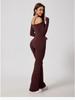 European & American Off-Shoulder Backless Jumpsuit with Double Shoulder Straps, Long Sleeves & Flared Pants