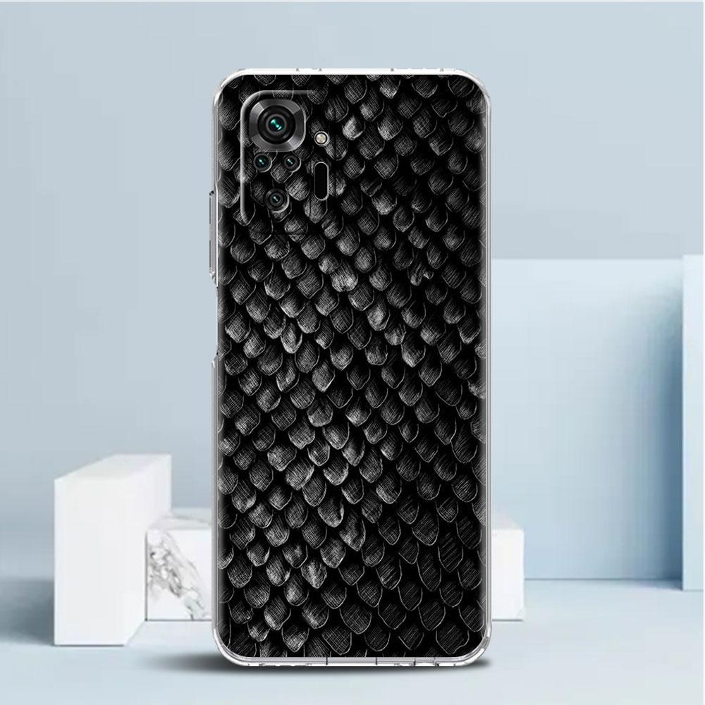 Snake Skin Print Case For Xiaomi Redmi Note 11 Pro 10 9 9S 8 8T 7 9A 9C 9T 10 10C K40 Clear TPU Soft Phone Cover