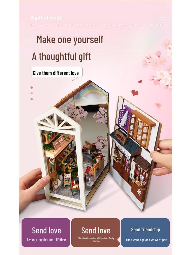 Tianyu DIY 3D Miniature Bookend: Rainy Alley Creative Assembly Model Toy