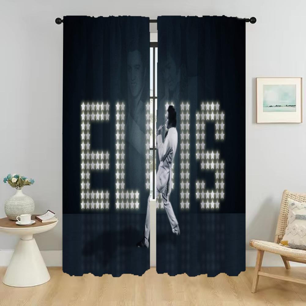 Elvis Partition Modern Living Room Curtains 2 Pieces Shades Halloween Decoration Tulle for Bedroom Home Interior Curtains Camera