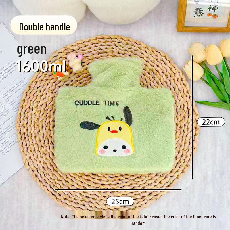 Large Capacity Cartoon Plush Hot Water Bottle with Removable Washable Cover for Stomach and Waist