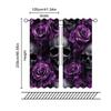 Set Of 2 Halloween Purple Rose Skull Design Pattern Printed Curtains Window Decorations Home Room Curtain Made Polyester