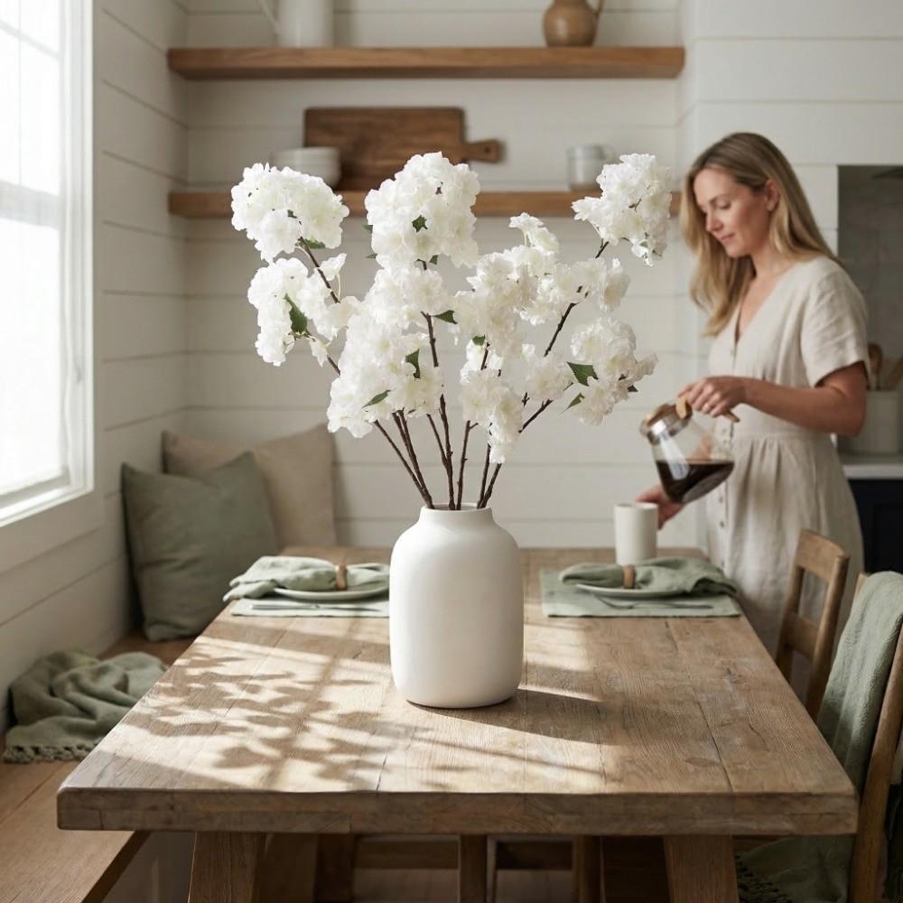 Green Leaves Faux Sakura Flower Branch Real Touch Simulation Floral Fake Flower  Mother's Day Gift