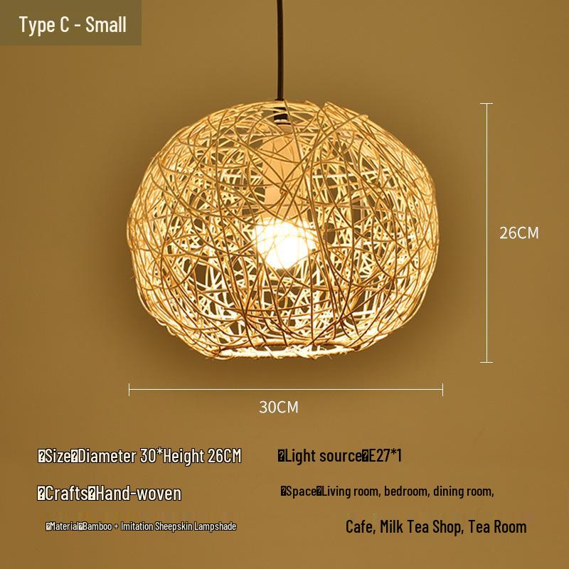 A8L Bamboo Pendant Lamp: New Chinese Zen Style, Rattan Woven Design, Ideal for Tea Rooms, Dining Areas & Teahouses with Japanese Antique Touch.