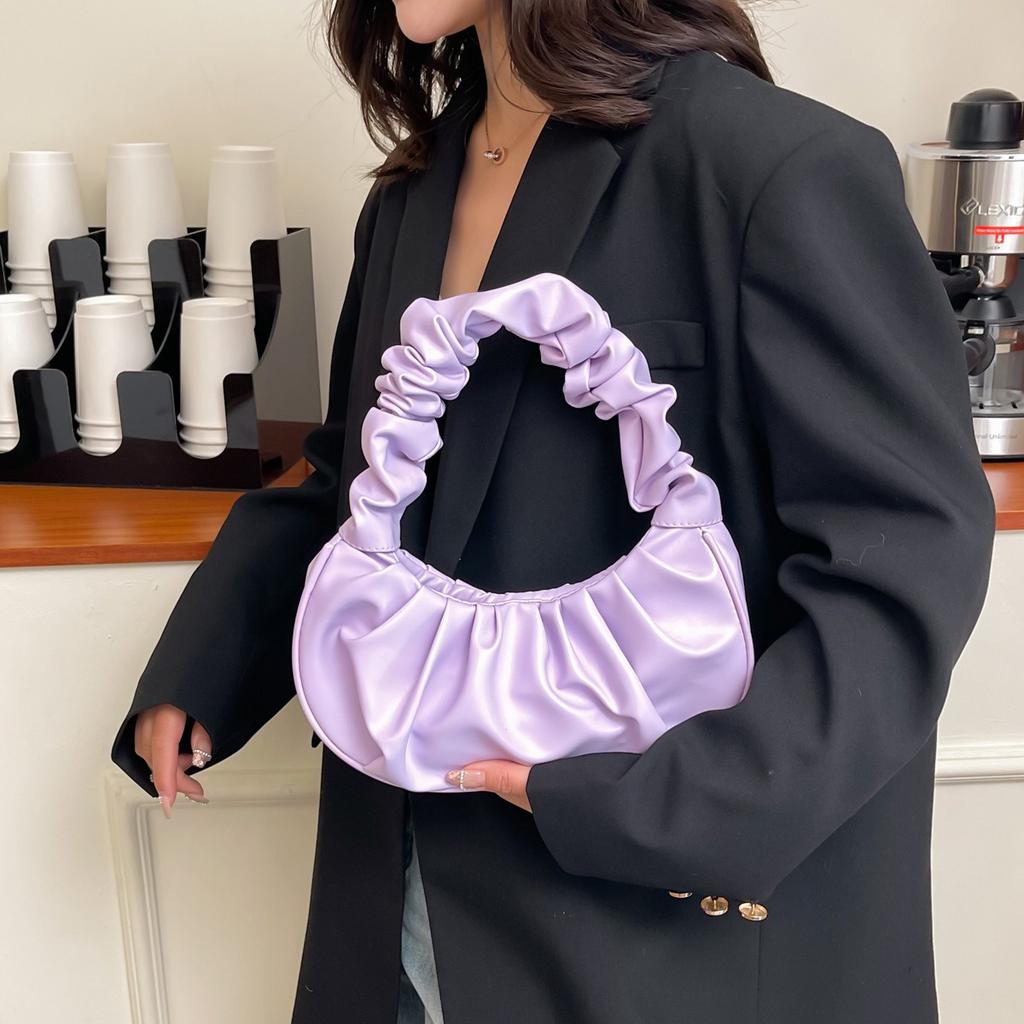 New Korean Style Shoulder Dumpling Bag, French Style Bag, Fashionable Cloud Bag, Pleated Handbag for Women