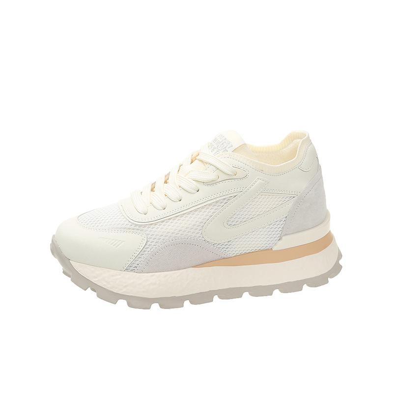 Thick-soled Inner Height Increase Mesh Shoes Women's Breathable Mesh Forrest Gump Shoes New Popular Sports and Leisure Height Increase