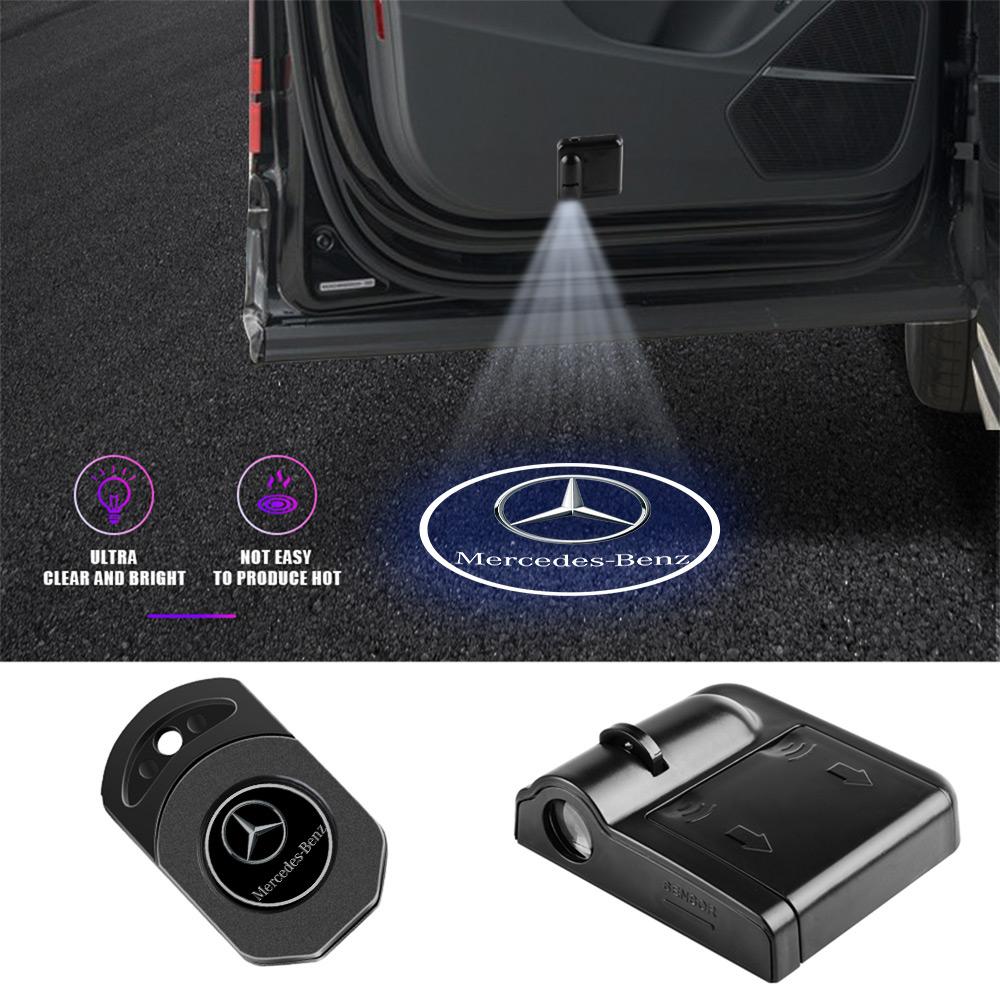 HAY2 1/2Pcs LED HD Projector Lamp Car Door Wireless Welcome Light For Mercedes Benz B/C/E/S Class A Class C200L GLC GLE CLA CLS AMG