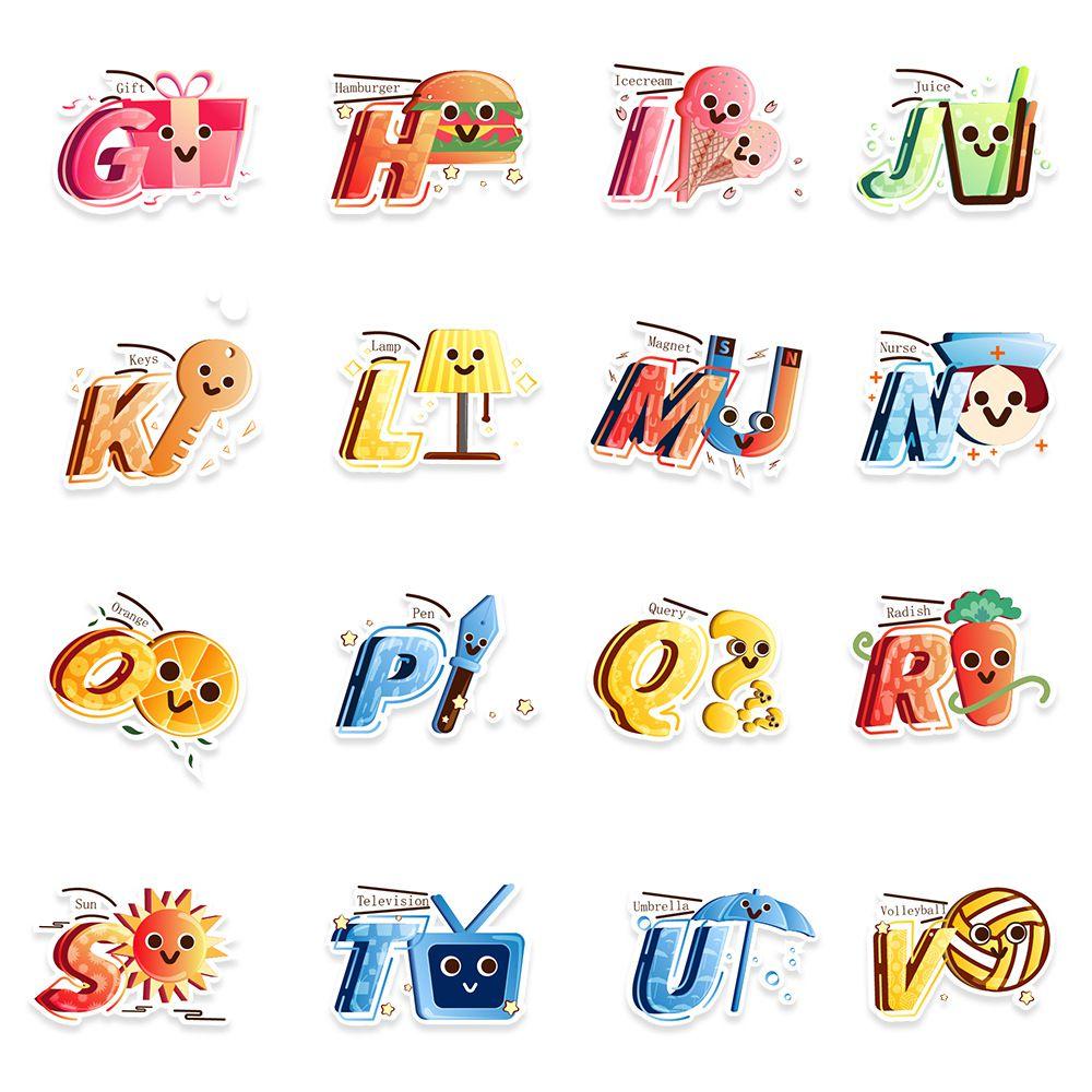 52pcs Lore Alphabet Letter A Stickers Waterproof Reusable Decor Educational Baby