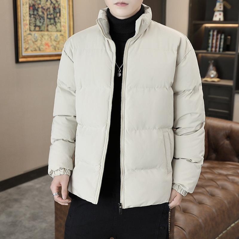 Jaqueta masculina de algodão com gola alta, jaqueta de algodão de inverno para baixo, nova marca de tendência de inverno masculina, cor sólida, jaqueta grande de algodão, roupas masculinas