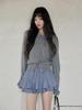 Yimeng 2025 Korean Style Patchwork Long Sleeve Knitted Cardigan for Women