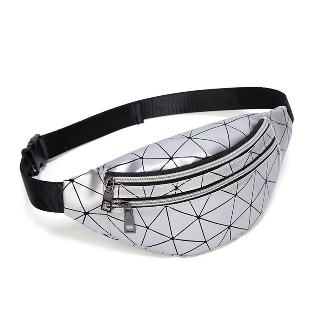 Geometric Holographic Waist Bag Women Fanny Pack Chest Phone Pouch Gold