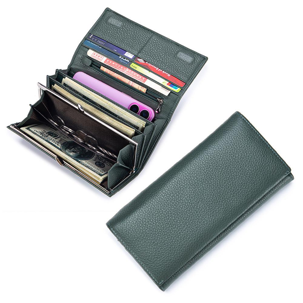 Neues Damen-Langportemonnaie Portemonnaie Große Kapazität Retro-Klammer Handy-Tasche Multifunktionale Clutch-Tasche