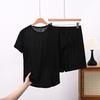Summer Oversized Casual Loungewear Set - Loose Fit for Slimming, Women's Round-neck Short-sleeved T-shirt, High-waisted Shorts, Two-piece Set