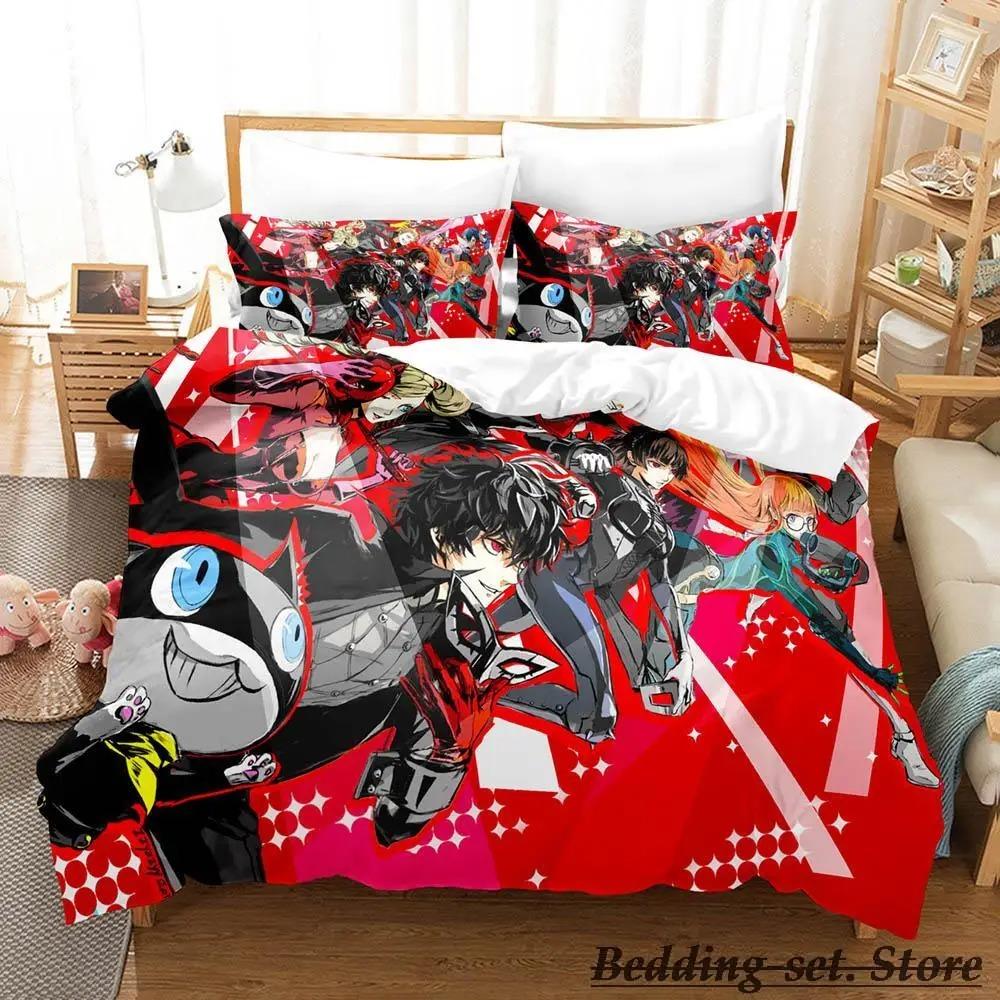 

Game Persona 5 Bedding Set Cartoon Anime three-piece set Adult Kid Bedroom Duvetcover Sets 3D Kawaii lit 2 personnes AU Double 180x210cm