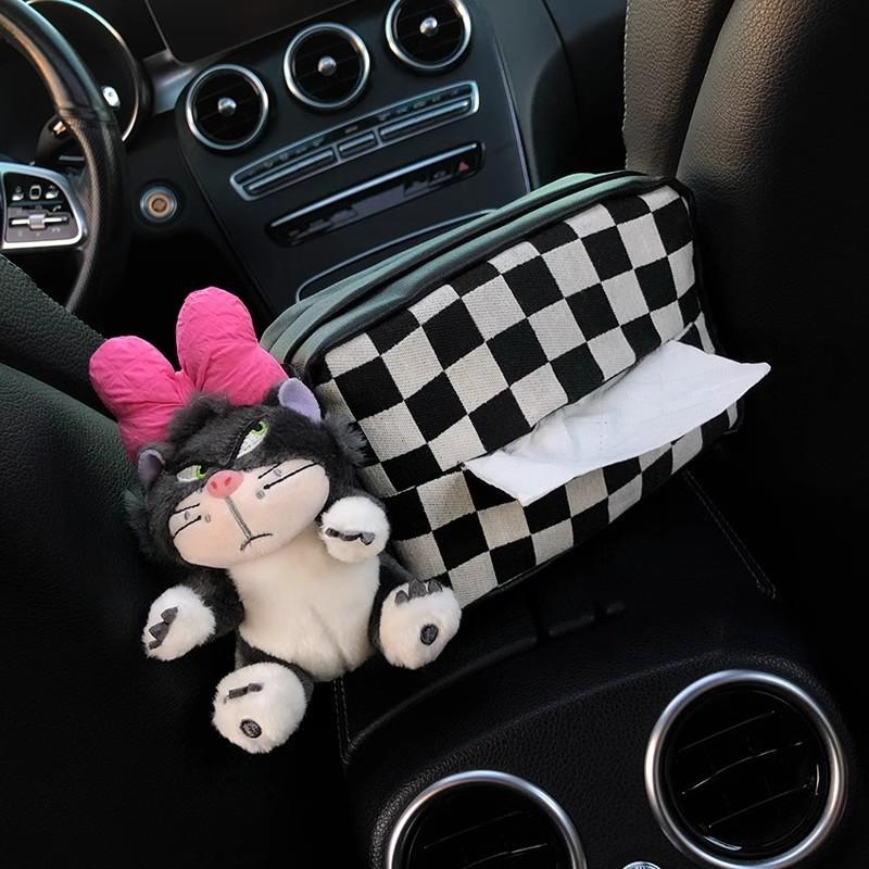 Car Hanging Tissue Box Lucy Cat Car Decoration Goods Supplies Cute Girls New Car Gift Car Accessories Interior Decorations