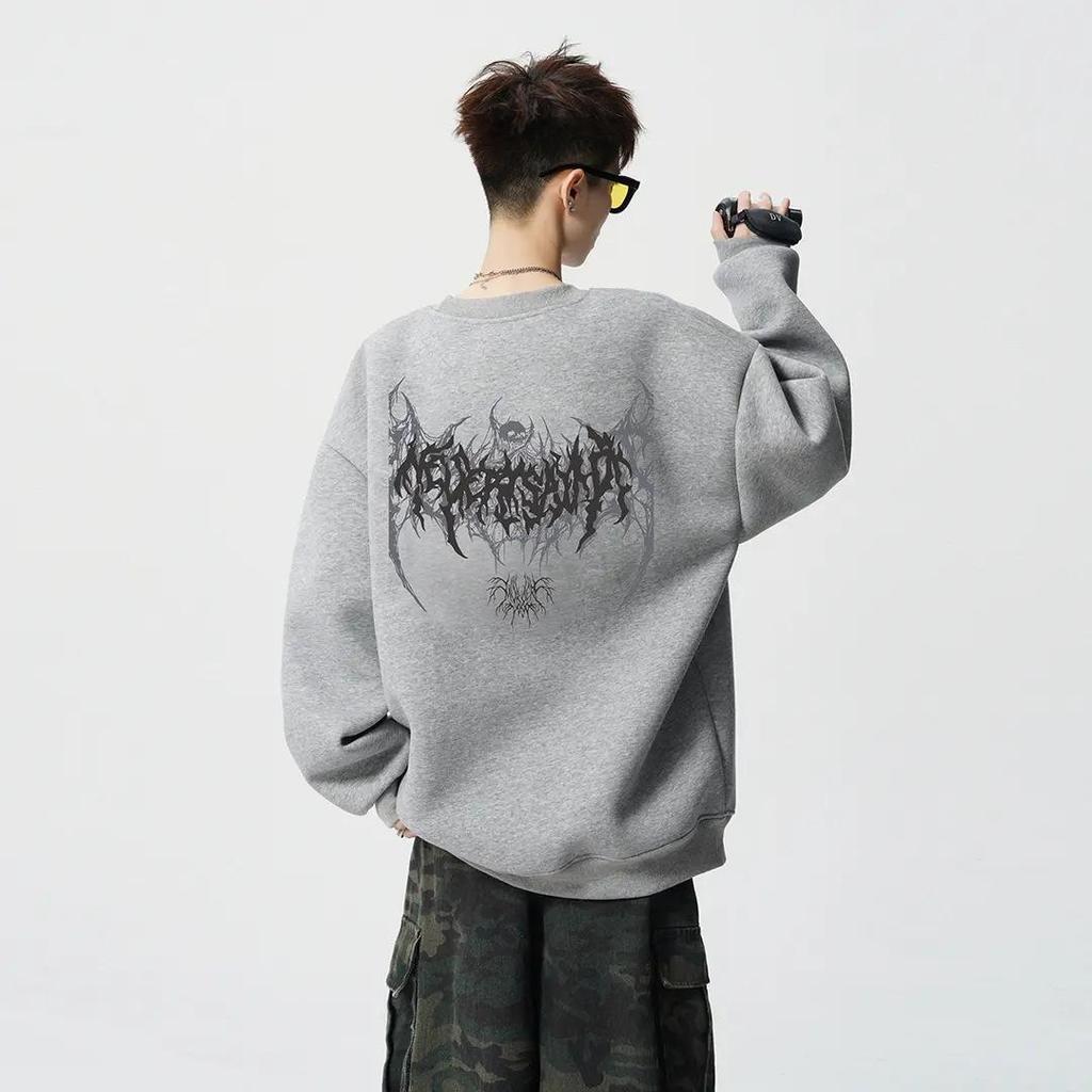 Men's American Heavyweight Crewneck Hoodie 2025: Trendy, Loose-Fit Casual Long Sleeve for Autumn/Winter