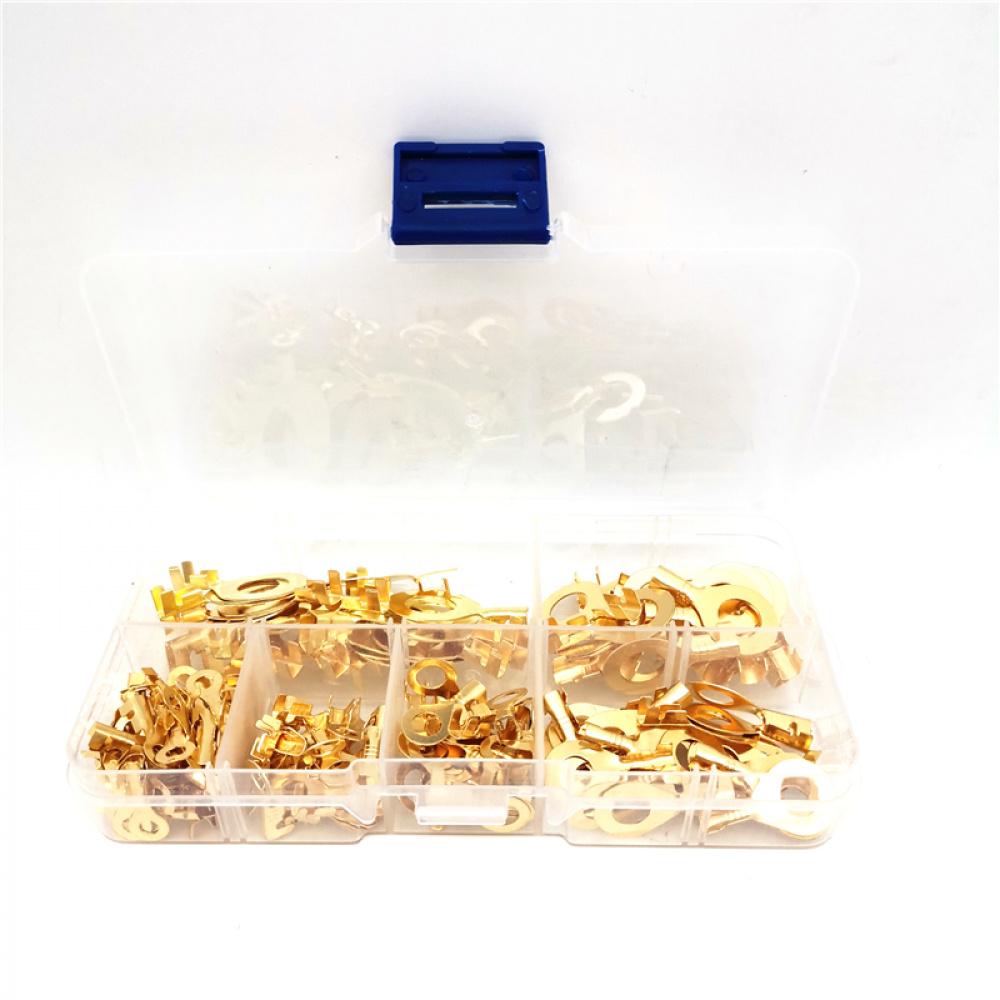 150 Pcs Brass Crimp Terminal Ring Type Cable 3.2-10.2Mm Wire Cable Connectors