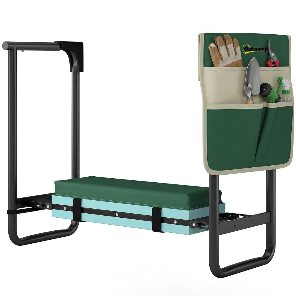 Garden Kneeling Pad and Seat, 150 kg Load Capacity, Garden Stool with Thick Padded Knee Area, Extendable Steel Legs