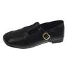French Retro Engraved Light Mouth Belt Buckle Mary Jane Women's Shoes 2025 New Comfortable and Lightweight Flat-bottomed Small Leather Shoes