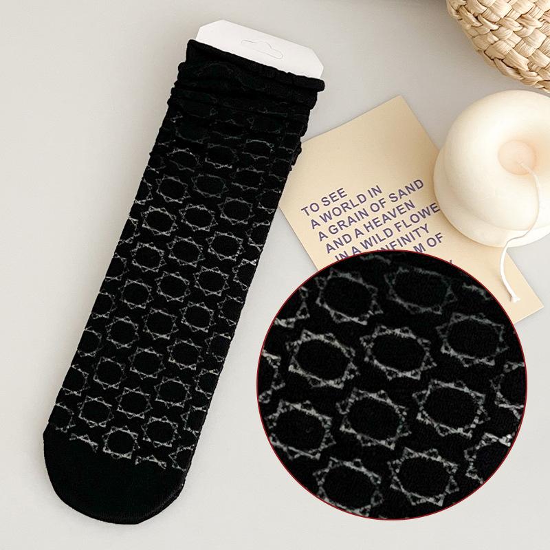 Socks Spring Breathable Mesh Stacking Socks Solid Color Medium Tube Socks Casual Lolita Socks Stockings