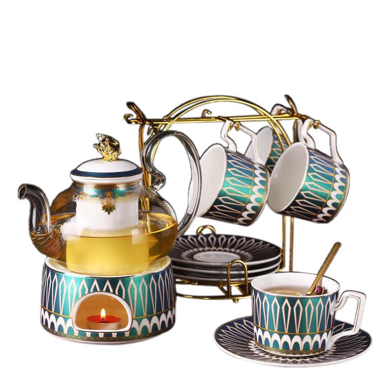 Homeglen Glorious Years Pearlescent Green Tea Set with Gold Rim