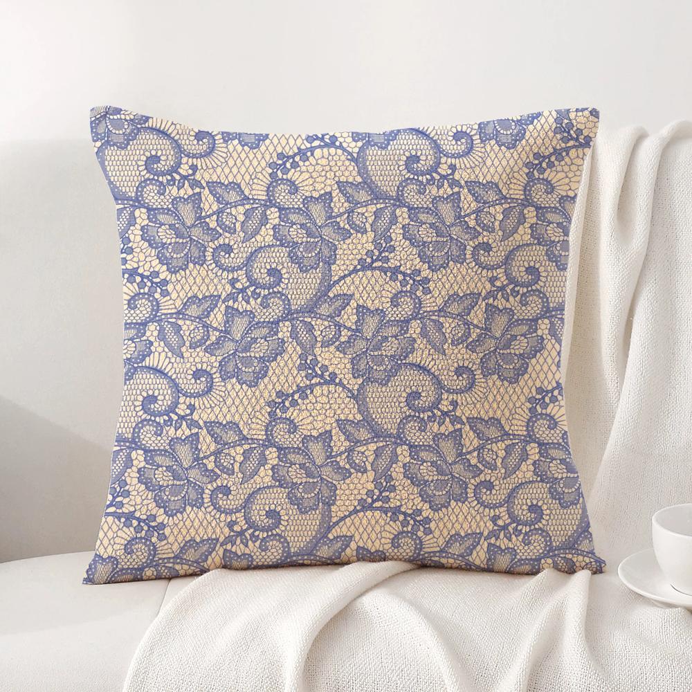 Lace Flower Cushion Cover Natural Linen Organic Fabric DoubleSided Printing Sofa Home Decor Gift Pillow Cover