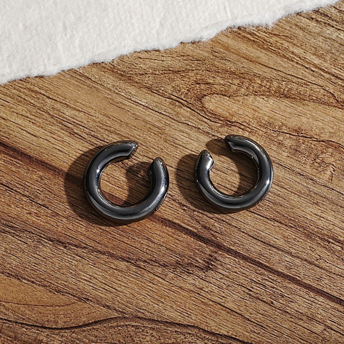 

Гладкие круглые клипсы C-образной формы, легкие и не колющие кончики хрящей для женщин, универсальные ювелирные подарки для повседневной носки чёрный