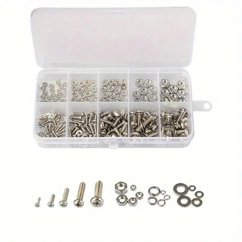 320 Pcs 304 Stainless Steel Hex Button Socket Head Cap Screw Hexagon Thread Machine Metric Nut Bolt Assortment Kit Set M2~M55