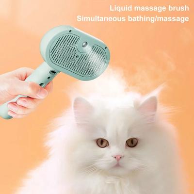 3-in-1 Pet Steam Grooming Brush - Low-Temp Steam & Massage Bristles for Cats/Dogs/Small Animals, Tangle-Free Shedding Reduction