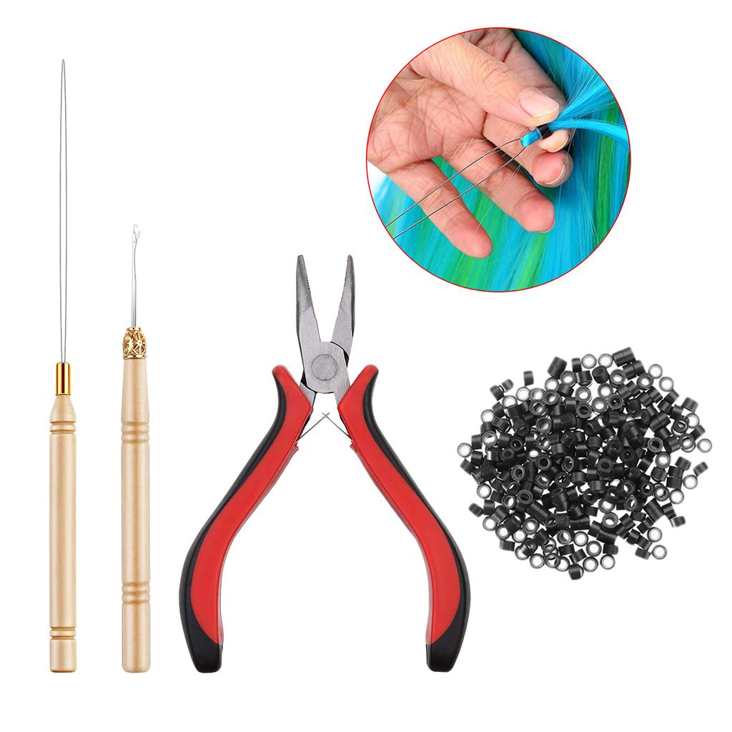 Hair Bun extension Micro Silicone s Plier Hook Pulling Tools Kit Professional Hair Styling Accessory