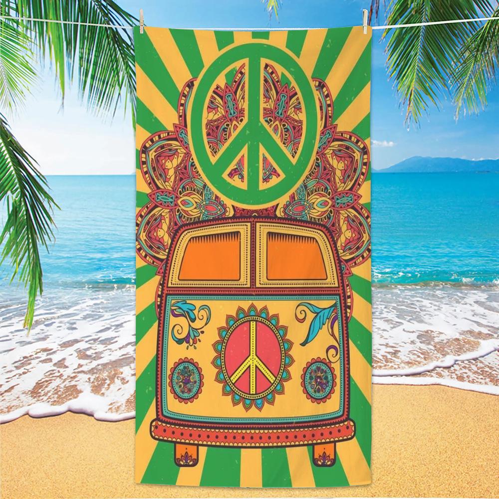 Boho-Stil und Friedenssymbol, Strandtücher aus ultrafeiner Faser, Strandurlaubsfotos, Dekorative Handtücher, Schalhandtücher