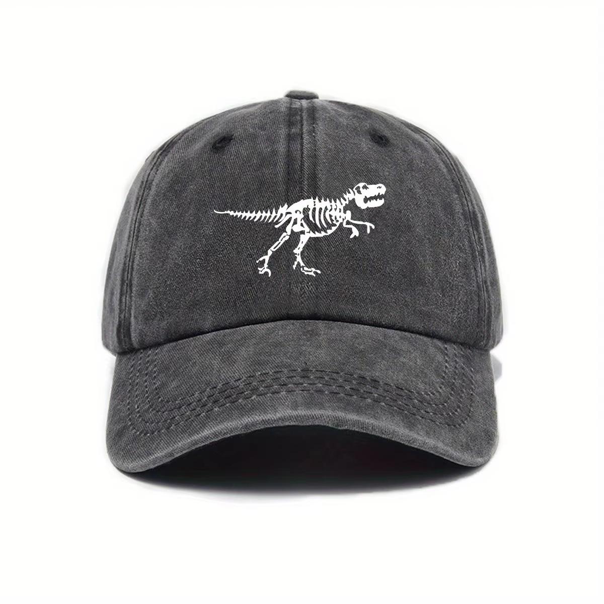 

1Pc Retro Washed Dinosaur Skeleton Printed Baseball Caps For Men,Fashionable And Casual Adjustable Dad Hat For Outdoor Sports Adjustable