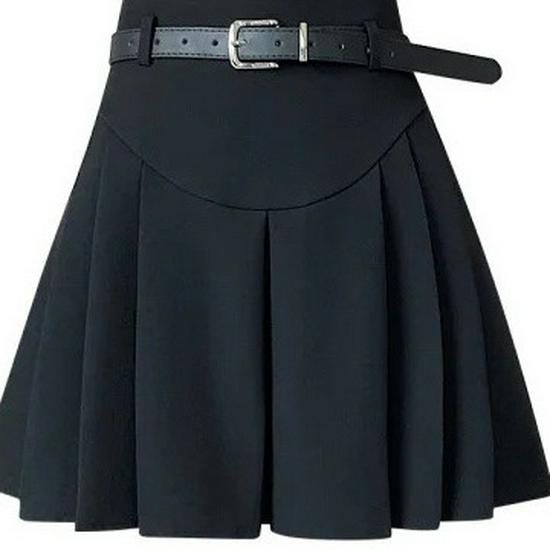 Korean Belted Pleated A-line Skirt - Mini/Midi, Sweet & Spicy Style for All Seasons