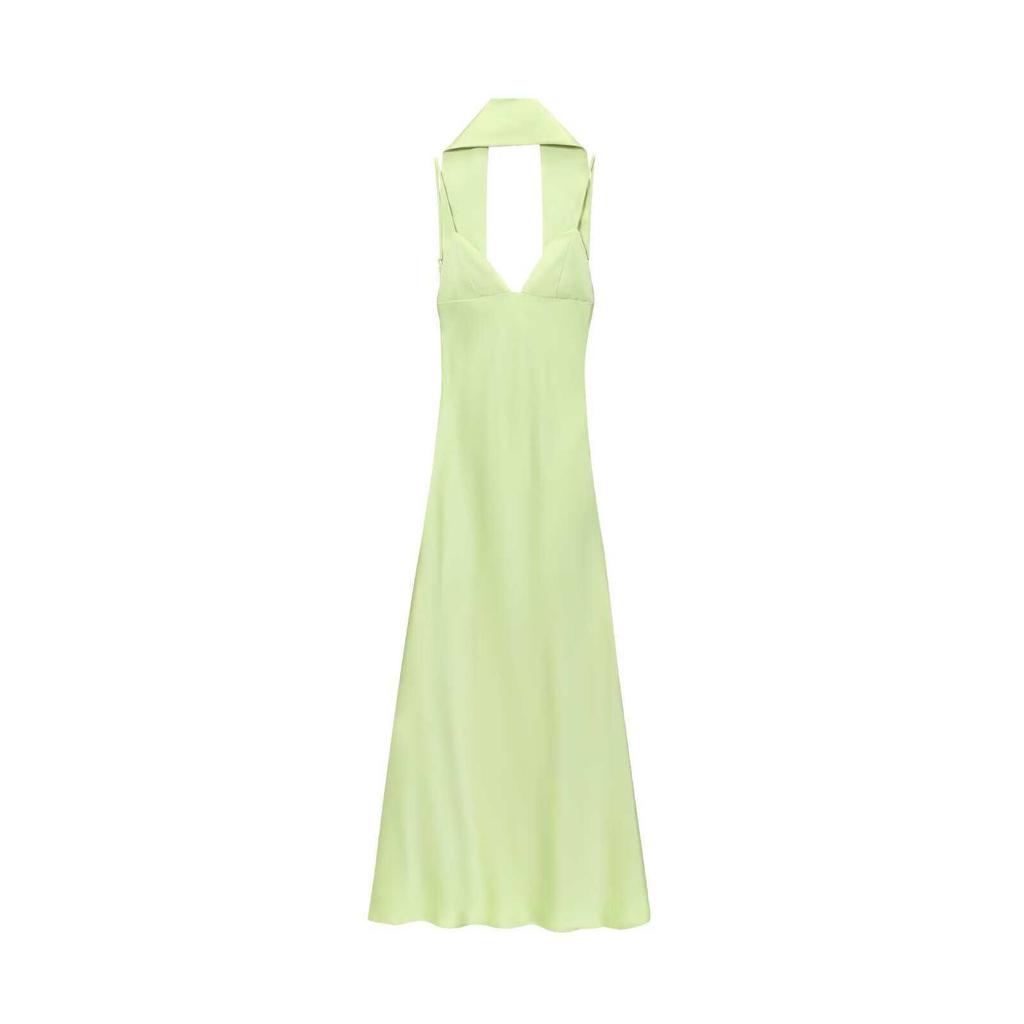 Elegant Multi-Color Satin Halter V-Neck Summer Dress for Women